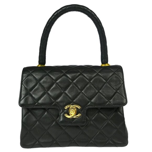 Chanel Black Lambskin Top Handle Handbag - Picture 1 of 7